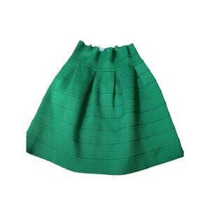 Anthropologie Girls From Savoy Pleated Mini Skirt Medium  Green Stretch